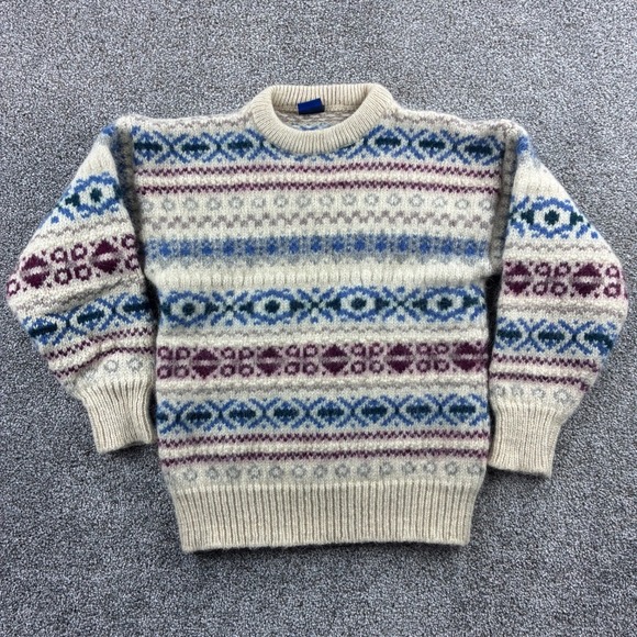 Woodward Other - Vintage Woodward Sweater Mens XS Cream Blue Fair Isle Knit Wool Blend SHRUNK
